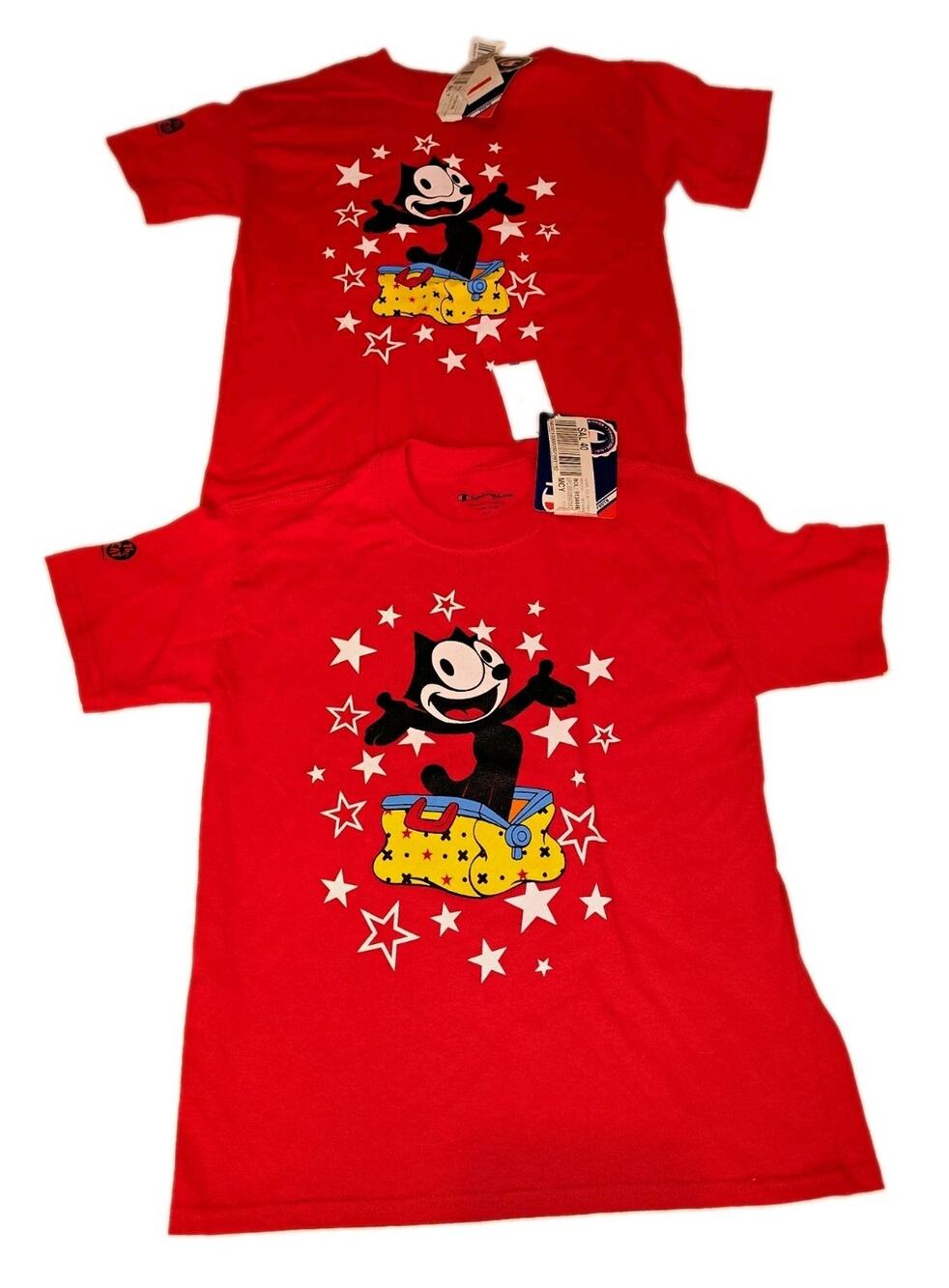 NWT Lot of 2 Champion Felix The Cat T-Shirts Youth Small 6-7 Red Graphic Tees